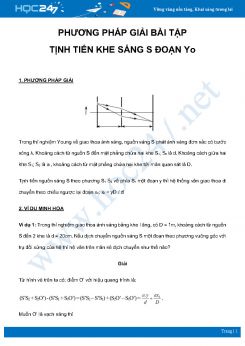 Phương pháp giải bài tập Tịnh tiến khe sáng s đoạn yo môn Vật Lý 12 năm 2021