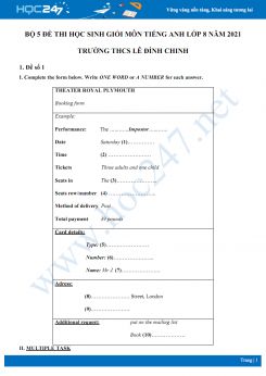Bộ 5 đề thi học sinh giỏi môn Tiếng Anh lớp 8 năm 2021 Trường THCS Lê Đình Chinh