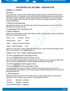Chuyên đề Câu giả định - Subjunctive
