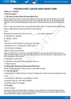 Phương pháp làm bài dạng Word form