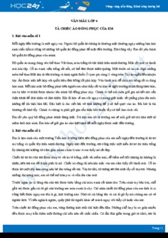 Tả chiếc áo đồng phục của em - Văn mẫu lớp 4