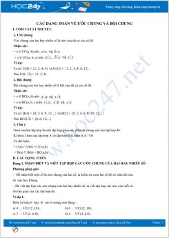 Các dạng toán về Ước chung và bội chung Toán 6