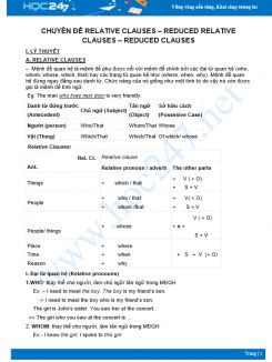 Chuyên đề Relative Clauses