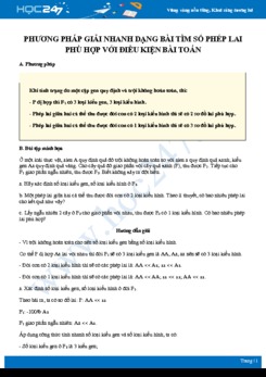 Phương pháp giải nhanh Dạng Tìm số phép lai phù hợp với điều kiện bài toán Sinh học 12