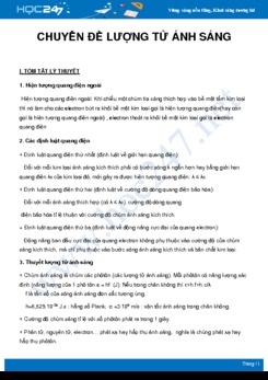 Chuyên đề Lượng tử ánh sáng môn Vật Lý 12 năm 2021