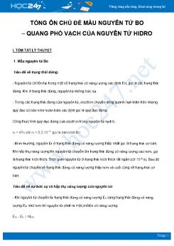 Tổng ôn chủ đề mẫu nguyên tử Bo - Quang phổ vạch của nguyên tử Hidro môn Vật Lý 12