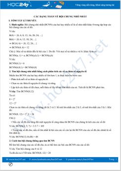 Các dạng toán về Bội chung nhỏ nhất Toán 6