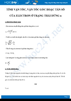 Tính vận tốc, vận tốc góc hoặc tần số của electron ở trạng thái dừng n môn Vật Lý 12