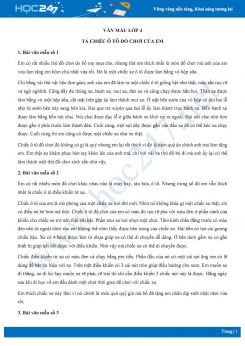 Tả chiếc ô tô đồ chơi của em - Văn mẫu lớp 4