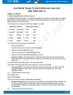 Chuyên đề Trạng từ bồi dưỡng HSG Tiếng Anh 12