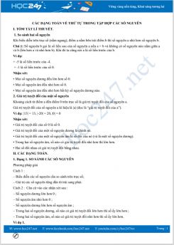 Các dạng toán về Thứ tự trong tập hợp các số nguyên âm Toán 6