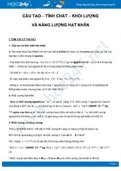 Tổng ôn về Cấu tạo – Tính chất – Khối lượng và Năng lượng hạt nhân môn Vật Lý 12