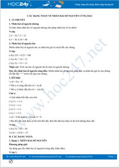 Các dạng toán về Nhân hai số nguyên cùng dấu Toán 6