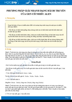 Phương pháp giải nhanh Dạng bài di truyền của gen có nhiều alen Sinh học 12