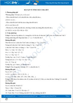 Bài tập về tính chất chia hết Toán 6