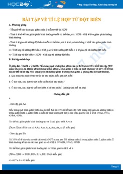 Phương pháp giải Bài tập về Tỉ lệ hợp tử đột biến Sinh học 12