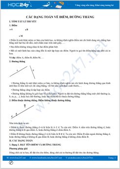 Các dạng toán về điểm, đường thẳng Toán 6