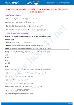 Phương pháp giải các bài toán tìm min, max liên quan đến số phức