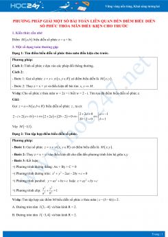 Phương pháp giải một số bài toán liên quan đến điểm biểu diễn số phức thỏa mãn điều kiện cho trước