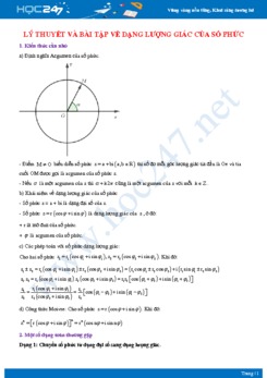 Lý thuyết và bài tập về dạng lượng giác của số phức