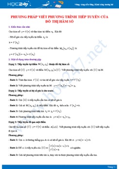 Phương pháp viết phương trình tiếp tuyến của đồ thị hàm số