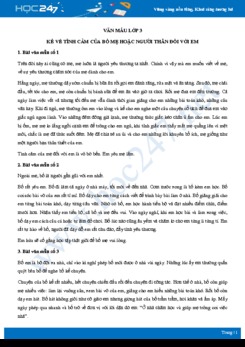 Kể về tình cảm của bố mẹ hoặc người thân đối với em - Văn mẫu lớp 3