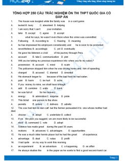 Tổng hợp 250 câu trắc nghiệm từ vựng ôn thi THPT Quốc gia có đáp án