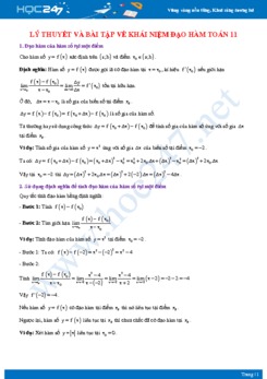 Lý thuyết và bài tập về Khái niệm đạo hàm Toán 11