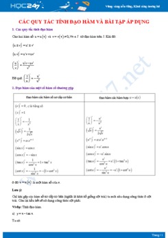 Các quy tắc tính đạo hàm và bài tập áp dụng