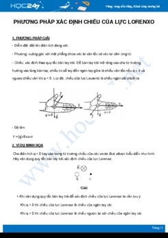 Phương pháp xác định chiều của lực Lorenxo môn Vật Lý 11 năm 2021