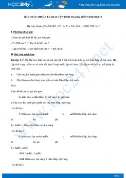 Phương pháp giải bài toàn thuận lai hai cặp tính trạng môn Sinh học 9 năm 2021