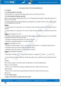 Các dạng toán về So sánh phân số Toán 6