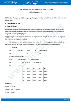 Lí thuyết ôn thi HSG chủ đề Tương Tác Gen môn Sinh học 9 năm 2021