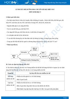 Lí thuyết bồi dưỡng HSG chuyên đề Đột biến NST môn Sinh học 9 năm 2021