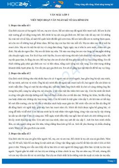 Viết đoạn văn ngắn kể về gia đình em - Văn mẫu lớp 3