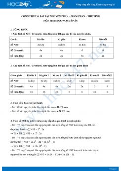 Công thức và bài tập ôn thi HSG Nguyên Phân - Giảm Phân - Thụ Tinh môn Sinh học 9 năm 2021