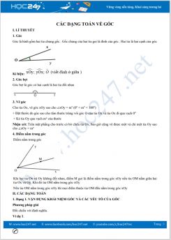 Các dạng toán về Góc Toán 6