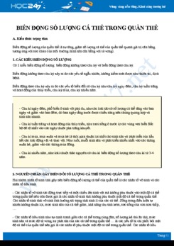 Kiến thức trọng tâm Biến động số lượng cá thể trong quần thể Sinh học 12