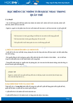 Tổng ôn Đặc điểm các nhóm tuổi khác nhau trong quần thể Sinh học 12