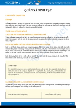 Tổng ôn các kiến thức Quần xã sinh vật Sinh học 12