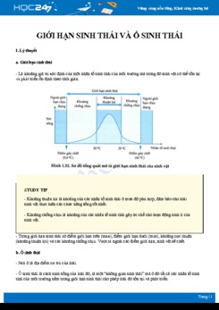 Kiến thức cần nhớ Giới hạn sinh thái và ổ sinh thái Sinh học 12