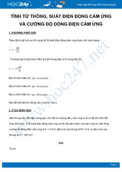 Phương pháp tính Từ thông-Suất điện động cảm ứng và Cường độ dòng điện cảm ứng môn Vật Lý 11