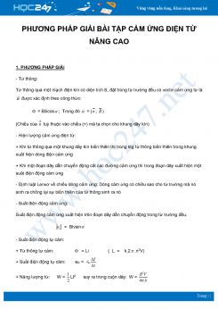 Phương pháp giải bài tập Cảm ứng điện từ Nâng cao môn Vật Lý 11 năm 2021