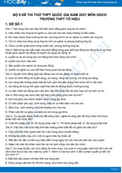 Bộ 5 đề thi thử THPT QG năm 2021 môn GDCD Trường THPT Tô Hiệu