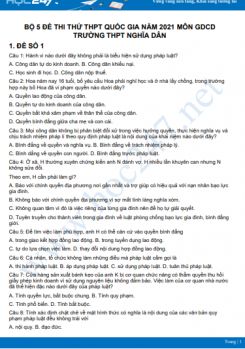 Bộ 5 đề thi thử THPT QG năm 2021 môn GDCD Trường THPT Nghĩa Dân