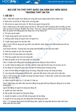 Bộ 5 đề thi thử THPT QG năm 2021 môn GDCD Trường THPT Ân Thi