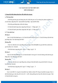 Ôn thi HSG chuyên đề Các dạng bài tập Đột Biến Gen môn Sinh học 9 năm 2021