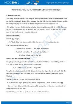 Phương pháp giải bài tập Quy luật Di Truyền Liên Kết môn Sinh học 9 năm 2021