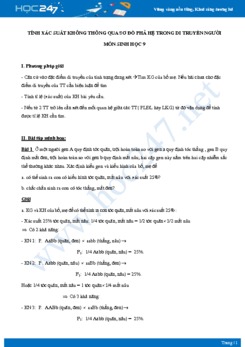Tính xác suất không thông qua sơ đồ phả hệ trong Di Truyền Người môn Sinh học 9 năm 2021