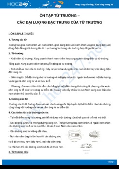 Ôn tập Từ trường – Các đại lượng đặc trưng của từ trường môn Vật Lý 11